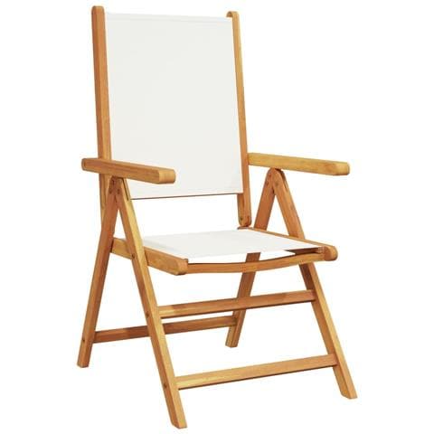 Sedie da Giardino Reclinabili 8pz Bianco Crema Tessuto e Legno - Foto 10