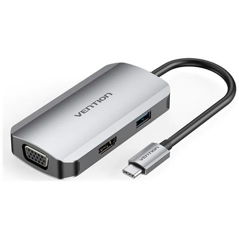 TOAHB replicatore di porte e docking station per laptop Cablato USB 3.2 Gen 1 (3.1 Gen 1) Type-C Grigio, Argento - Foto 1