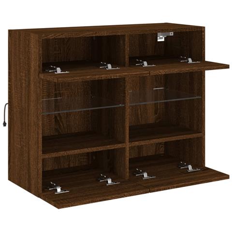 Mobile TV a Parete con Luci LED Rovere Marrone 78,5x30x60,5 cm - Foto 2