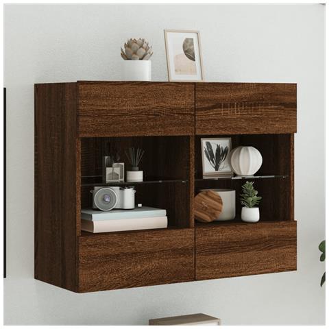 Mobile TV a Parete con Luci LED Rovere Marrone 78,5x30x60,5 cm - Foto 10