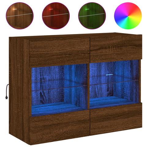 Mobile TV a Parete con Luci LED Rovere Marrone 78,5x30x60,5 cm - Foto 1