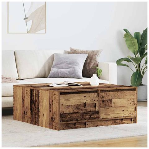 Tavolino da Salotto con Cassetti Legno Antico 100x100x40 cm - Foto 1