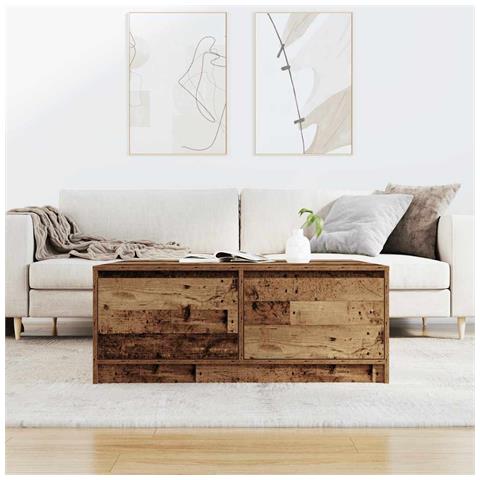 Tavolino da Salotto con Cassetti Legno Antico 100x100x40 cm - Foto 9