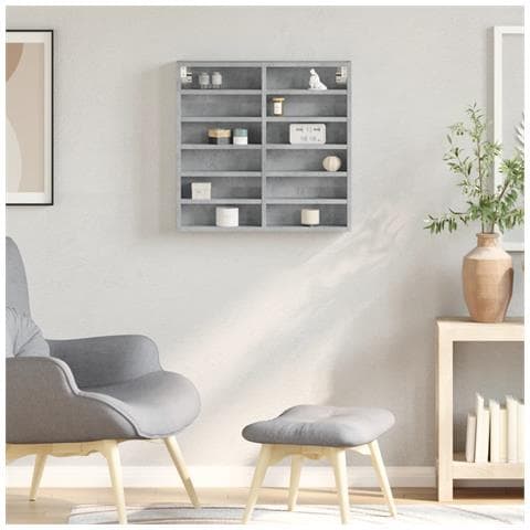 Armadietto Vetrina Grigio Cemento 60x8,5x58 Cm Multistrato - Foto 3