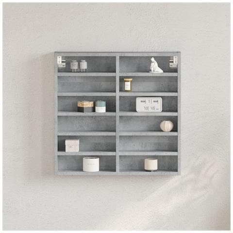 Armadietto Vetrina Grigio Cemento 60x8,5x58 Cm Multistrato - Foto 1