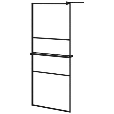 Parete Doccia Walk In Mensola Nera 80x195cm Vetro Esg Alluminio - Foto 2