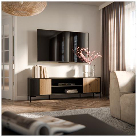 Armadio RTV MERCI Armadio RTV 180 x 40 x 53,5 cm nero /rovere artigianale - Foto 3