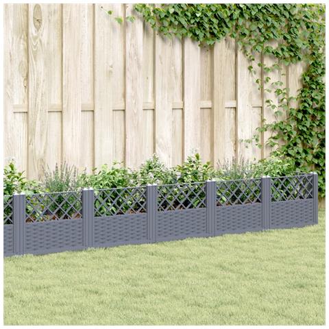 Lusso Casadino - Fioriera Giardino Picchetti Grigio Blu 363,5x43,5x43,5 Cm Pp - Foto 8