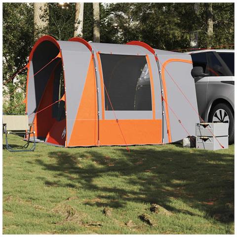Tenda da Campeggio 4 Persone Grigio e Arancione Impermeabile - Foto 2