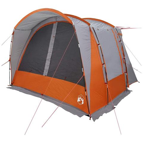 Tenda da Campeggio 4 Persone Grigio e Arancione Impermeabile - Foto 8