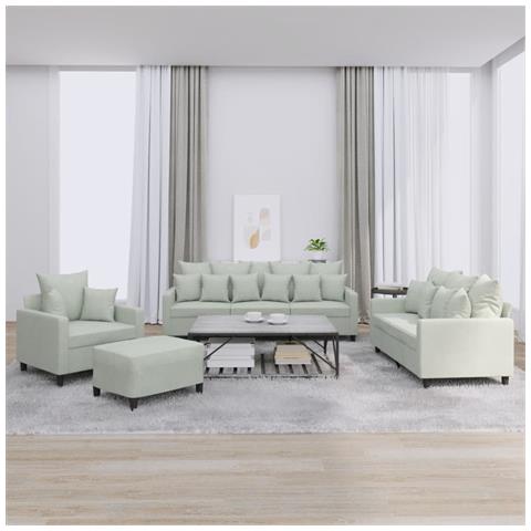 Set di Divani 4 pz con Cuscini Grigio Chiaro in Velluto - Foto 2