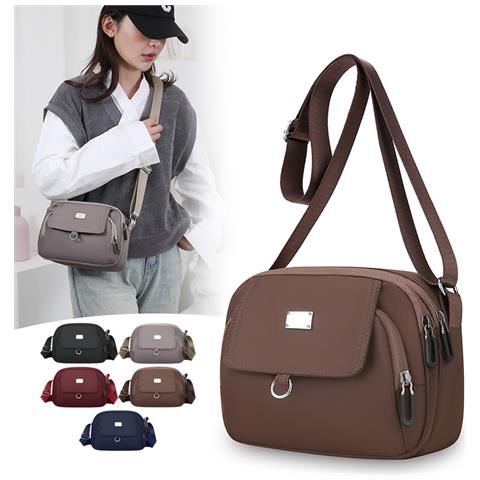 Elegante Borsa A Tracolla In Nylon 2025 Per Donna Coffee - Foto 1