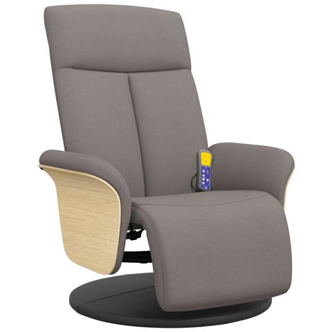 Poltrona Reclinabile Massaggiante Poggiapiedi Tortora Tessuto - Foto 1