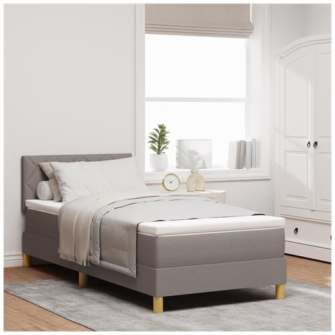 Letto a molle con materasso & LED tortora 90x190 cm Tessuto - Foto 2