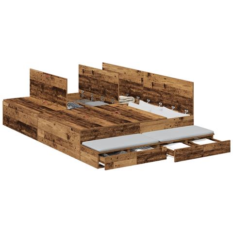 Struttura letto con contenitore in legno vecchio 135x190 cm - Foto 1