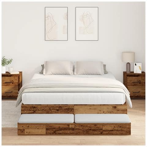 Struttura letto con contenitore in legno vecchio 135x190 cm - Foto 2