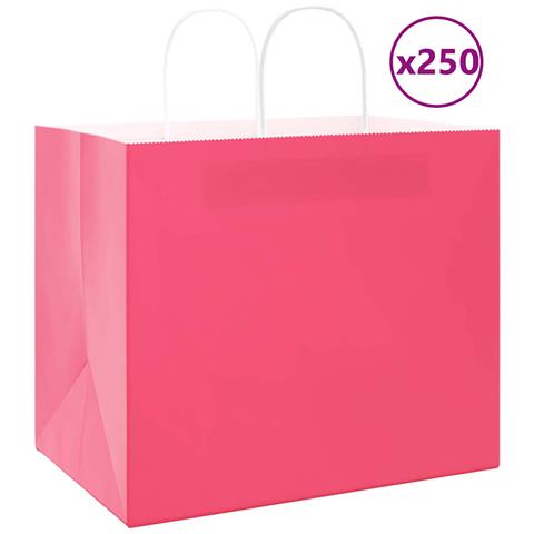 Sacchetti di Carta 250 pz con Manici Rosa 32x22x28 cm - Foto 1