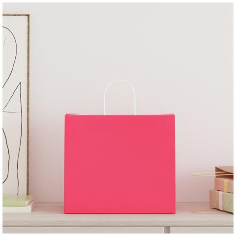 Sacchetti di Carta 250 pz con Manici Rosa 32x22x28 cm - Foto 2