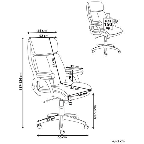 Poltrona Da Scrivania Director Pelle Sintetica Nero - Foto 6