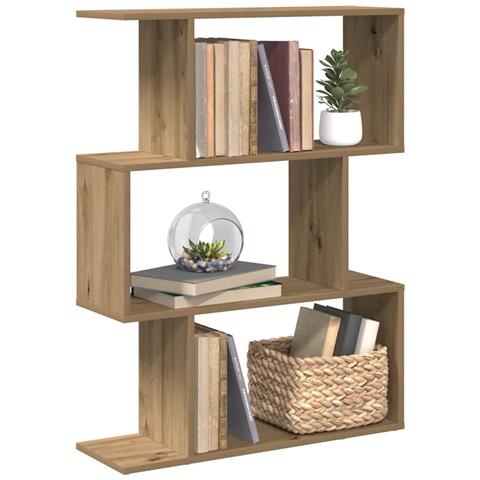 Libreria 3 Ripiani Rovere Artigianale 70x24x97 cm Truciolato - Foto 2