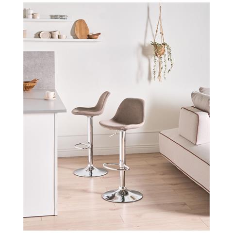 Set Di 2 Sgabelli Da Bar Kahla Tessuto Tortora - Foto 1