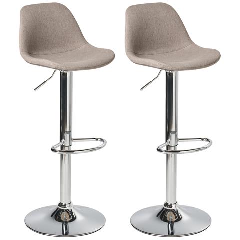 Set Di 2 Sgabelli Da Bar Kahla Tessuto Tortora - Foto 2