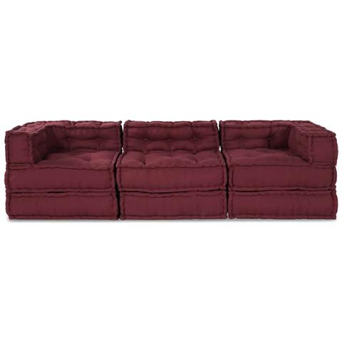 Divano modulare 3 pcs Bordeaux Tessuto - Foto 6