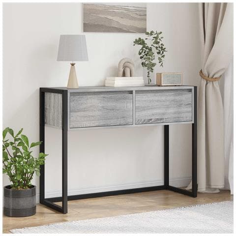 Tavolino Grigio Sonoma 100 x 36 x 75 cm Legno multistrato - Foto 2