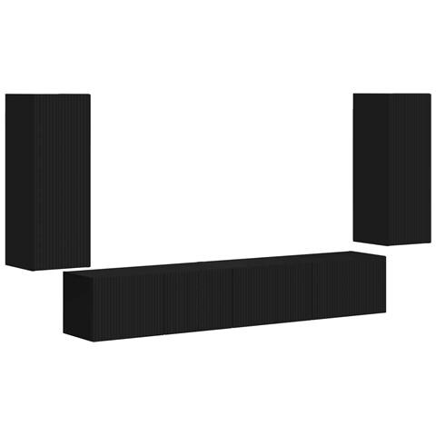 Set mobile TV 4 pcs Nero Legno multistrato - Foto 1