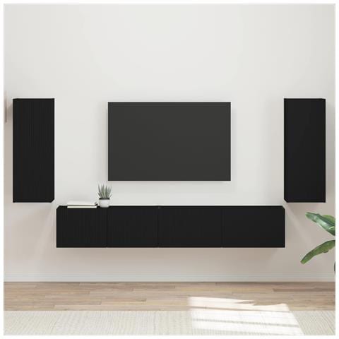 Set mobile TV 4 pcs Nero Legno multistrato - Foto 2