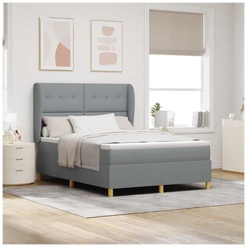 Letto con molle e materasso Grigio Scuro 90x190 cm Tessuto - Foto 2
