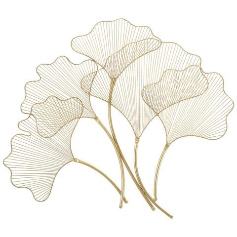 Decorazione In Metallo 3d Foglia 34-oro-metallo-79x5x68 Cm - Foto 1