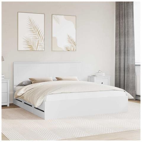 Struttura del letto Bianco 200 x 200 cm Legno Ingegnerizzato - Foto 2