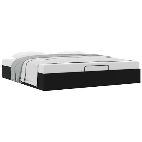 Letto ottomano Nero King size Similpelle - Foto 1