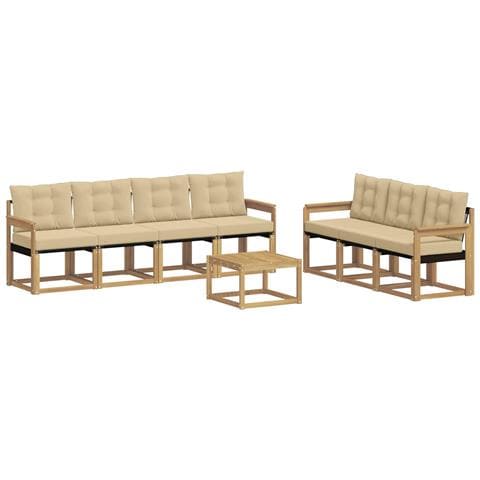 Set di divani da esterno con cuscino 8 pcs Bianco e Beige - Foto 1