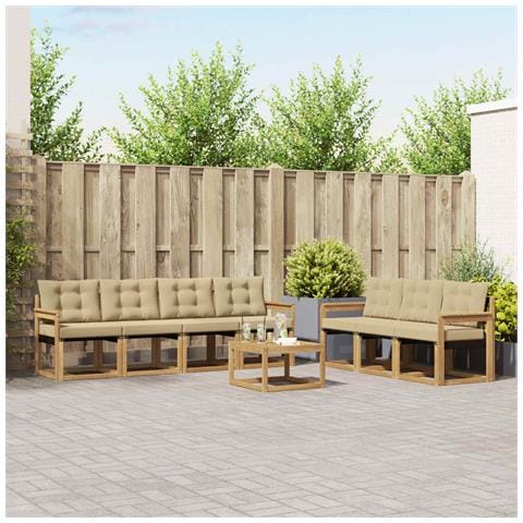 Set di divani da esterno con cuscino 8 pcs Bianco e Beige - Foto 2