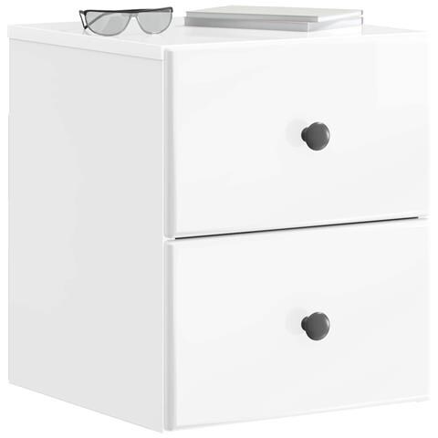 Mobiletto da notte a muro 2 pcs Bianco Lucido 34,5 x 33 x 40 cm - Foto 2