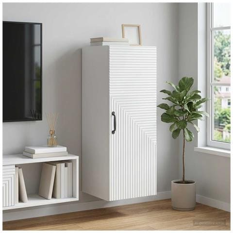 Mobiletto a muro Bianco 33 x 34,5 x 90 cm Legno ingegnerizzato - Foto 2