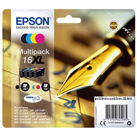 C13T16364020 Cartuccia Ink Originale Nera Ciano Gialla Magenta per Epson Workforce WF-2520NF Confezione 4 pezzi - Foto 4