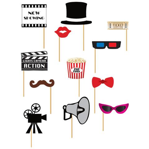 Kit Photobooth 12 Pezzi Tema Cinema Taglia Unica - Foto 1