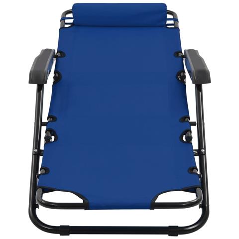 Lettini Prendisole 2 pz Pieghevoli con Poggiagambe Acciaio Blu - Foto 2