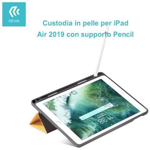 Custodia In Pelle Per Ipad Air 2019 Con Supporto Pencil Blu - Foto 1