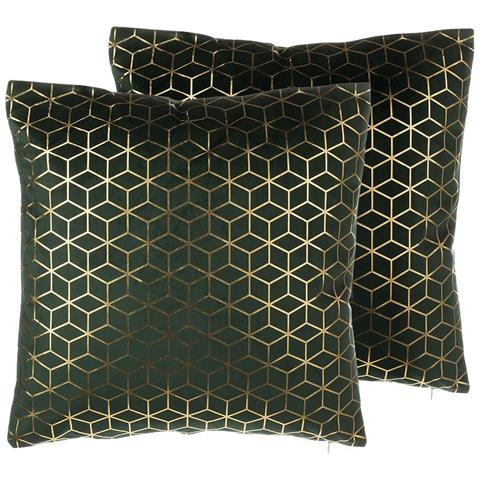 Set Di 2 Cuscini In Velluto Motivo Geometrico Verde 45 X 45 Cm Celosia - Foto 12