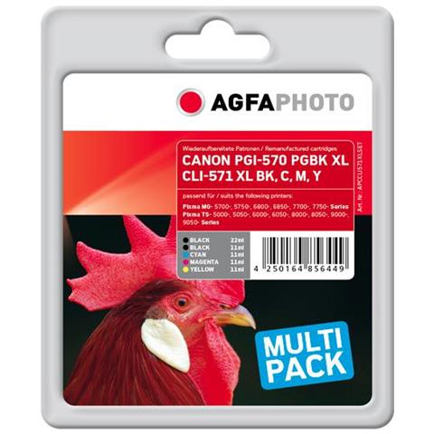 Apccli571xlset Cartuccia D'inchiostro Compatibile Nero, Ciano, Magenta, Giallo 5 Pezzo[ i] (ink, Bk, B, C, M, Y - 500/680/680/680/895 Photo - 66ml - Warranty: 1y)  - Foto 1