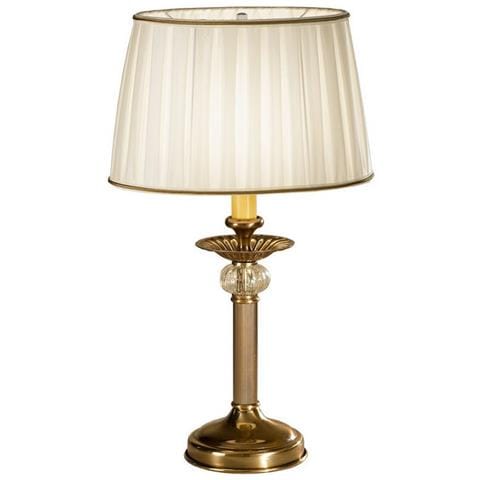 Lampada Da Tavolo Con Paralume Affusolato In Tessuto Classico Ottone Antico, 1x E14 - Foto 1
