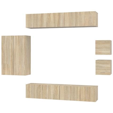 Set Mobili Porta Tv 8pz Rovere Sonoma In Legno Multistrato - Foto 1