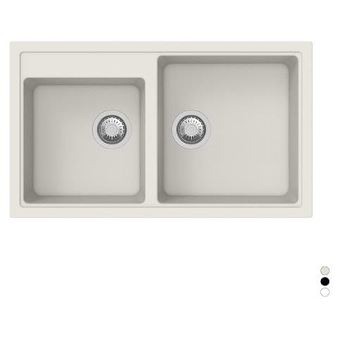 Lavello Incasso 2 Vasche Cm 86 Bianco Lavelli - Foto 1