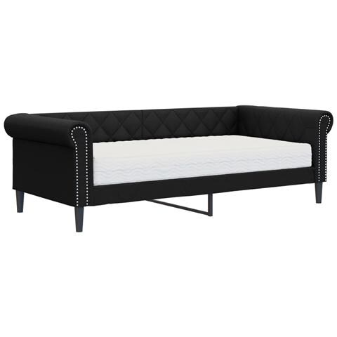 Divano Letto Con Materasso Nero 90x200 Cm In Similpelle - Foto 1