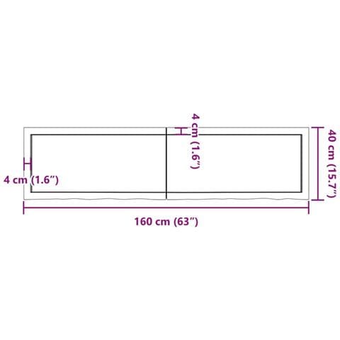 Piano Bagno Marrone Scuro 160x40x (2-4) cm Legno Trattato - Foto 10