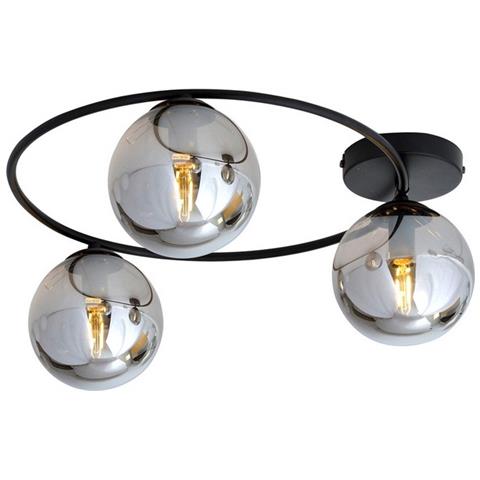 Lampada A Soffitto Sopra - Nero, Grigio - Acciaio Verniciato A Polvere, Vetro - 47x20x47 Cm - Foto 1